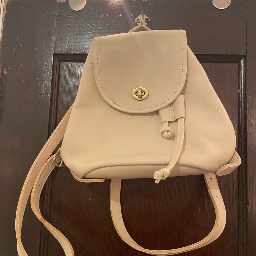 Genuine leather mini backpack